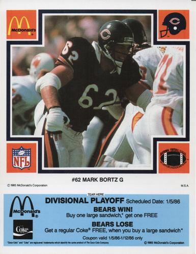 1985 McDonald's Chicago Bears - Blue Tab #NNO Mark Bortz Front