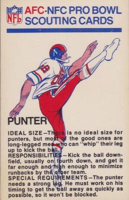 1973 Fleer Football Patches - AFC-NFC Pro Bowl Scouting Cards #NNO Punter Front
