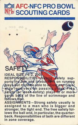 1973 Fleer Football Patches - AFC-NFC Pro Bowl Scouting Cards #NNO Safety Front