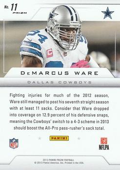 2013 Panini Prizm - Brilliance Prizms Blue #11 DeMarcus Ware Back