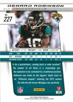 2013 Panini Prizm - Rated Rookie Patches #227 Denard Robinson Back