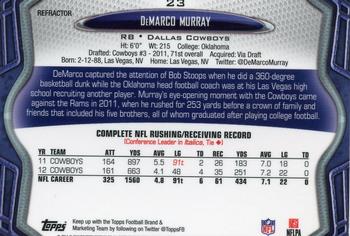 2013 Topps Chrome - Blue Wave Refractors #23 DeMarco Murray Back