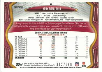 2013 Topps Chrome - Pink Refractors #2 Larry Fitzgerald Back