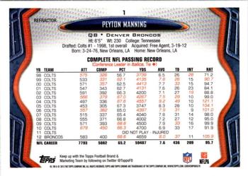 2013 Topps Chrome - Refractors #1 Peyton Manning Back
