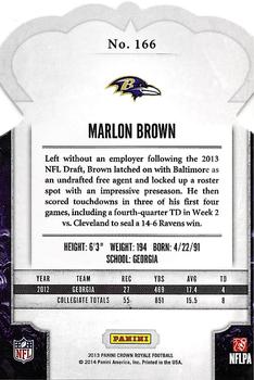 2013 Panini Crown Royale #166 Marlon Brown Back