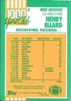 1990 Topps - 1000 Yard Club #6 Henry Ellard Back