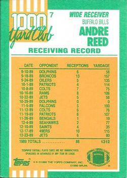 1990 Topps - 1000 Yard Club #7 Andre Reed Back