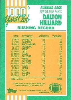 1990 Topps - 1000 Yard Club #9 Dalton Hilliard Back