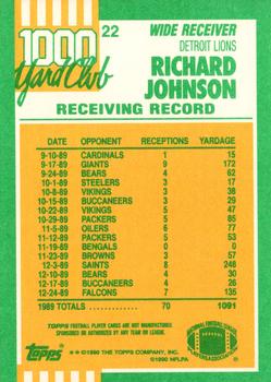 1990 Topps - 1000 Yard Club #22 Richard Johnson Back