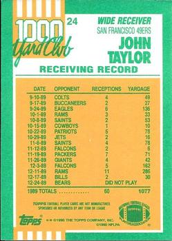 1990 Topps - 1000 Yard Club #24 John Taylor Back
