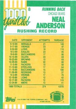 1990 Topps - 1000 Yard Club #8 Neal Anderson Back