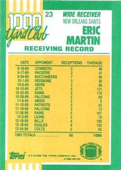 1990 Topps - 1000 Yard Club #23 Eric Martin Back