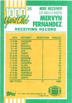 1990 Topps - 1000 Yard Club #25 Mervyn Fernandez Back