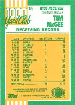 1990 Topps - 1000 Yard Club #15 Tim McGee Back