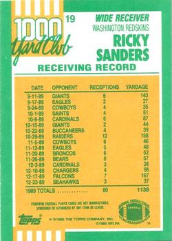 1990 Topps - 1000 Yard Club #19 Ricky Sanders Back