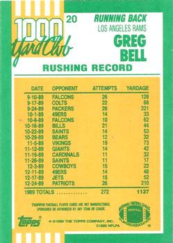 1990 Topps - 1000 Yard Club #20 Greg Bell Back