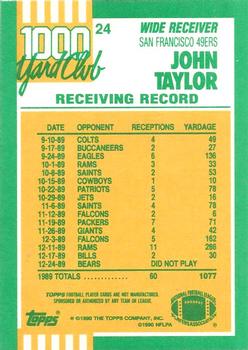 1990 Topps - 1000 Yard Club #24 John Taylor Back