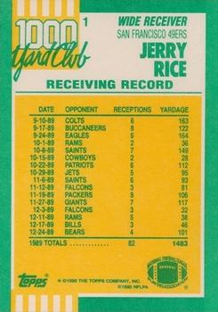 1990 Topps - 1000 Yard Club #1 Jerry Rice Back