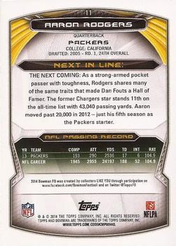2014 Bowman #11 Aaron Rodgers Back