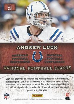 2013 Panini Absolute - Hogg Heaven #23 Andrew Luck Back