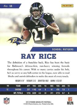2013 Panini Absolute - Retail #11 Ray Rice Back