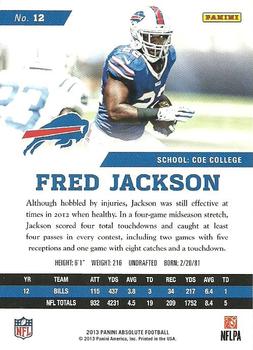 2013 Panini Absolute - Retail #12 Fred Jackson Back