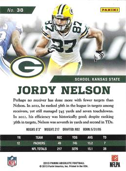 2013 Panini Absolute - Spectrum Red #38 Jordy Nelson Back