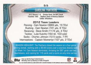 2013 Topps Mini #55 Carolina Panthers Back