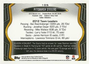 2013 Topps Mini #105 Pittsburgh Steelers Back