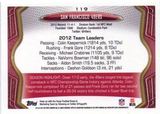 2013 Topps Mini #119 San Francisco 49ers Back