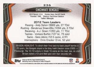 2013 Topps Mini #236 Cincinnati Bengals Back