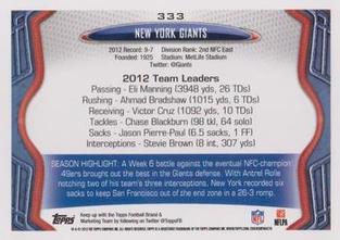 2013 Topps Mini #333 New York Giants Back