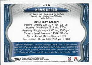 2013 Topps Mini #429 Indianapolis Colts Team Back