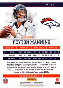 2013 Panini Rookies & Stars Longevity #31 Peyton Manning Back