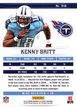 2013 Panini Rookies & Stars Longevity #96 Kenny Britt Back