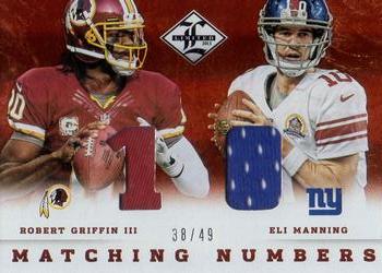 2013 Panini Limited - Matching Numbers #5 Eli Manning / Robert Griffin III Front