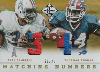 2013 Panini Limited - Matching Numbers Prime #4 Earl Campbell / Thurman Thomas Front