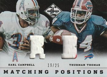 2013 Panini Limited - Matching Positions Prime #4 Earl Campbell / Thurman Thomas Front
