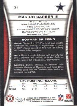 2008 Bowman #31 Marion Barber Back