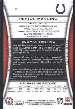 2008 Bowman #3 Peyton Manning Back