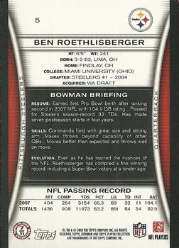 2008 Bowman #5 Ben Roethlisberger Back
