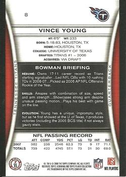 2008 Bowman #8 Vince Young Back