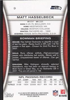 2008 Bowman #9 Matt Hasselbeck Back