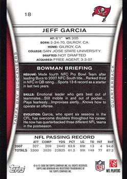 2008 Bowman #18 Jeff Garcia Back