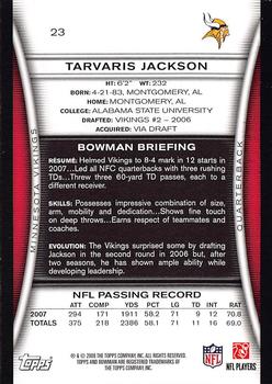 2008 Bowman #23 Tarvaris Jackson Back