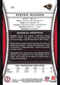 2008 Bowman #26 Steven Jackson Back