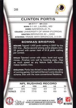 2008 Bowman #28 Clinton Portis Back