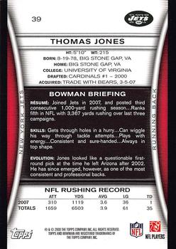2008 Bowman #39 Thomas Jones Back