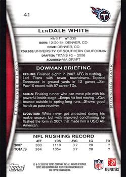 2008 Bowman #41 LenDale White Back