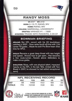 2008 Bowman #59 Randy Moss Back